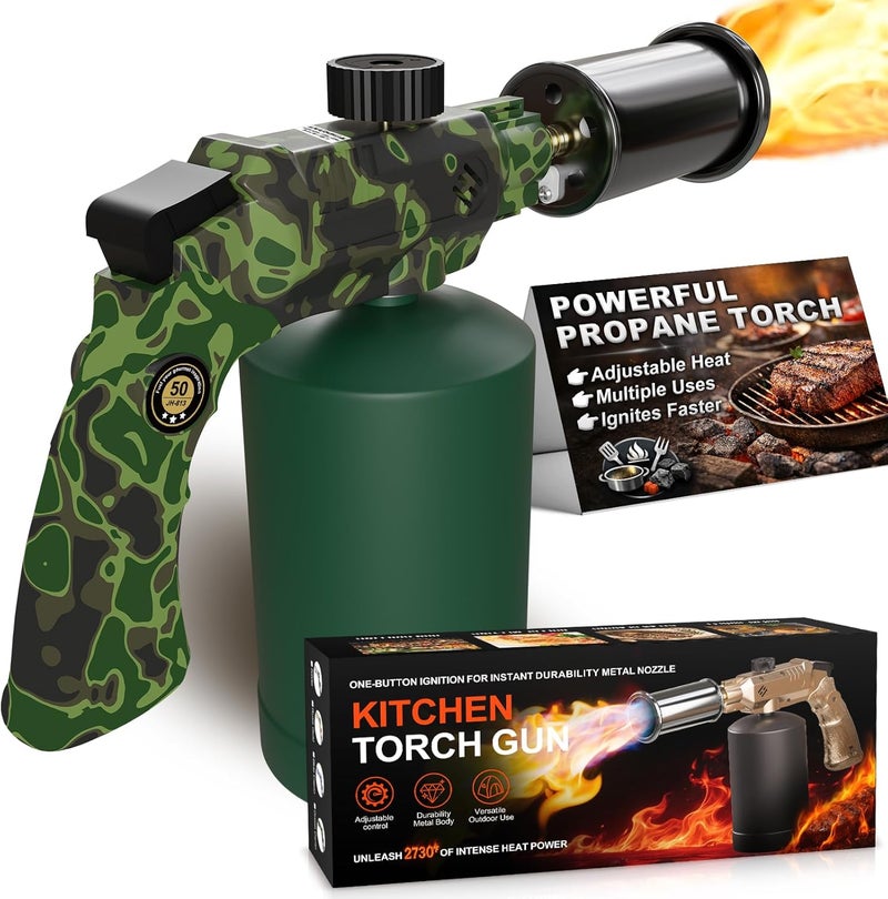 TAUSOM Propane Torch Gun with Adjustable Knob - Kitchen Blow Torch for Cooking, Welding, Steak Searing & Charcoal Starter, Propane Torch Gun for Christmas & Birthday Gift - Image 1